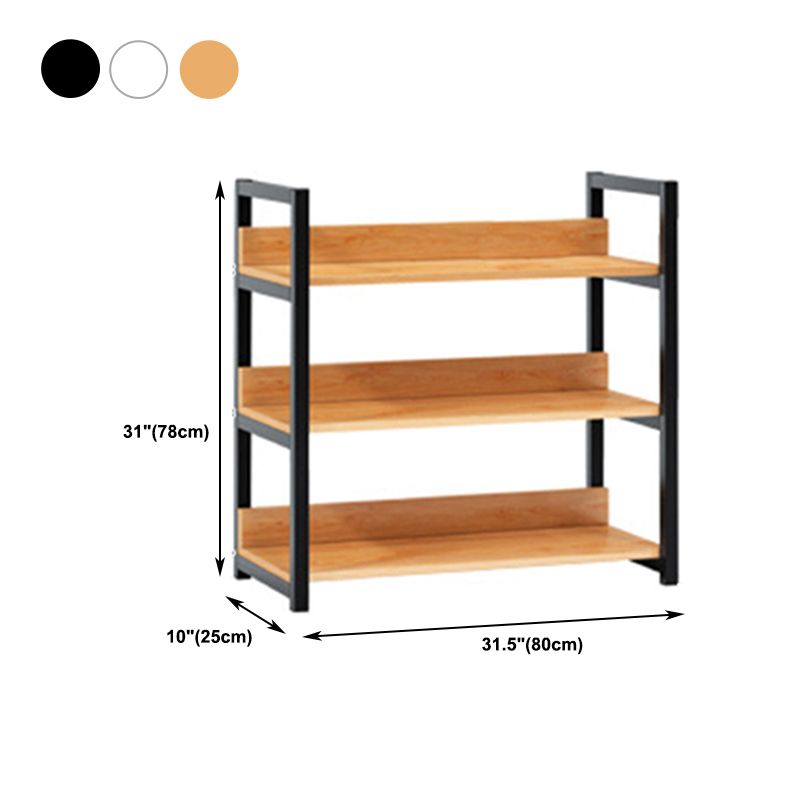 Contemporary Steel Frame Bookcase Wood Open Back Bookcase for Home Office