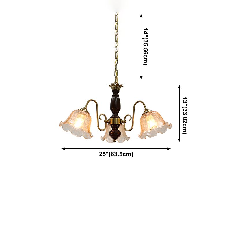 Gold Chandelier Lamp American Multi Light Hanging Light with Wood for Living Room