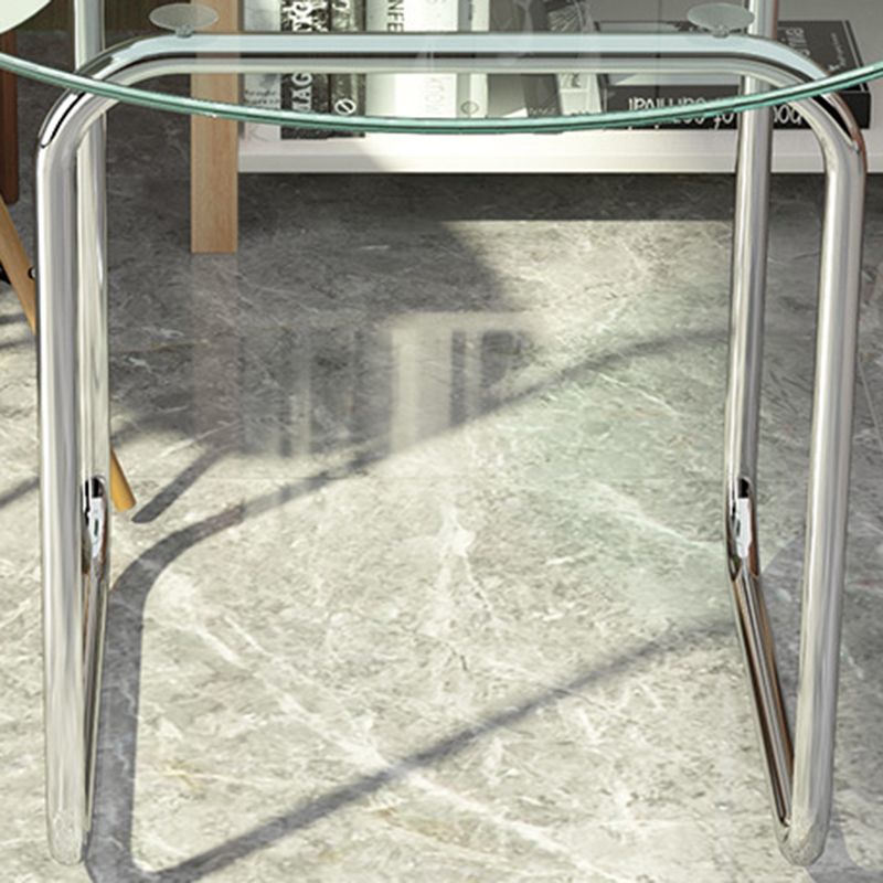 Tempered Glass Top Coffee Table Chrome Finish Sled Base Cocktail Table