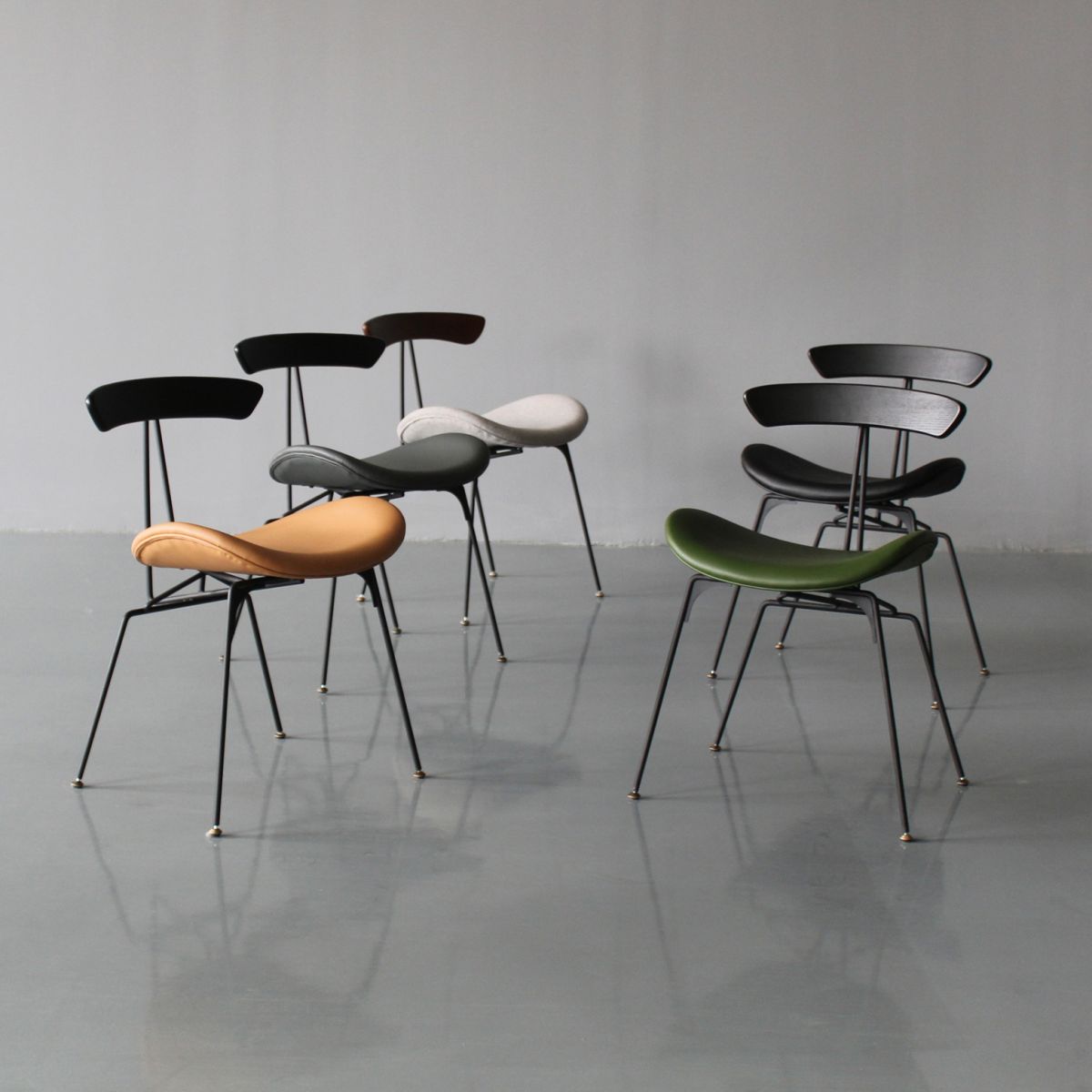 Ensembles de chaises latérales à dossier ouvert de chaise de salles à manger de cuisine en métal contemporain