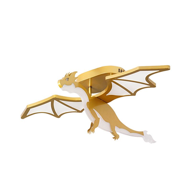 Lampada da semi-incasso a LED a forma di pterosauro di cartone animato in metallo per camera da letto per bambini in oro