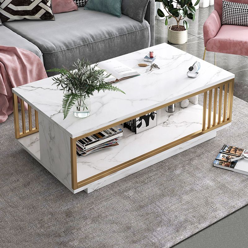 Rectangular Storage Coffee Table  Contemporary Frame Cocktail Table for Home