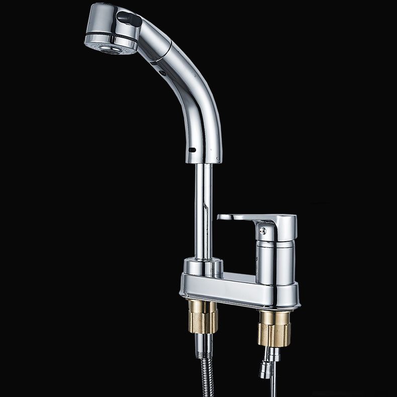 Modern Vessel Sink Bathroom Faucet Swivel Spout 2 Hole Faucets with Pull down Sprayer