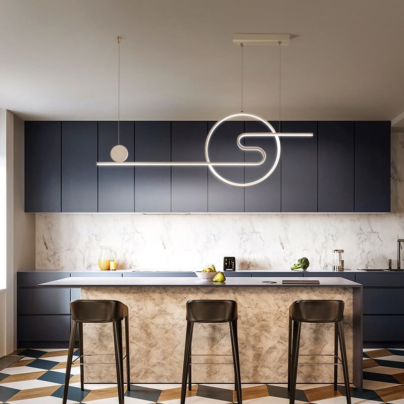 Modern Simplicity LED Linear Pendant Light Aluminium Adjustable Hanging Lamp for Dining Room