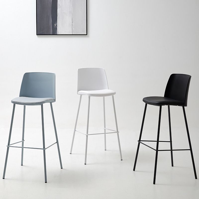 Modern Style PU Leather Bar-stool Square Seat Counter Bar Stool with Metal Legs