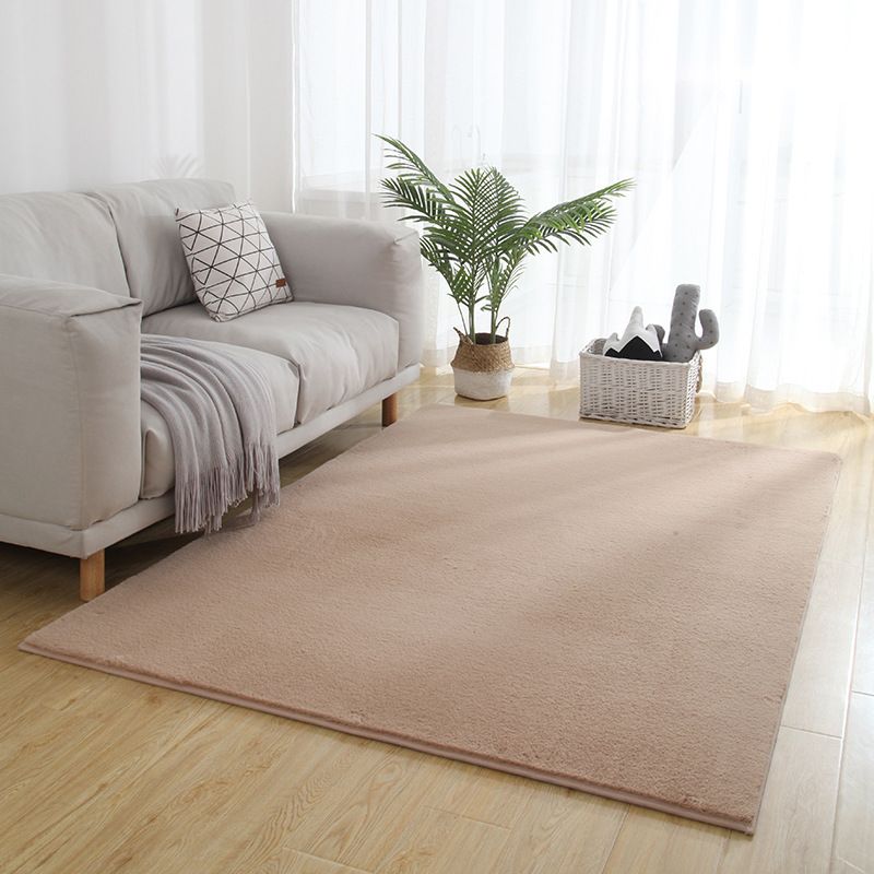 Simple Indoor Rug Solid Color Polyester Area Carpet Stain Resistant Area Rug for Home Decor