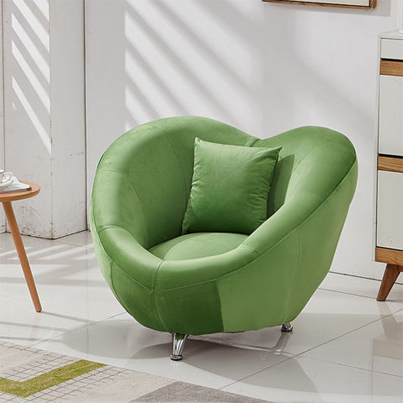 Velvet Barrel Chair 37.40" L x 31.49" W x 29.13" H Solid Wood Frame Barrel Accent Chair