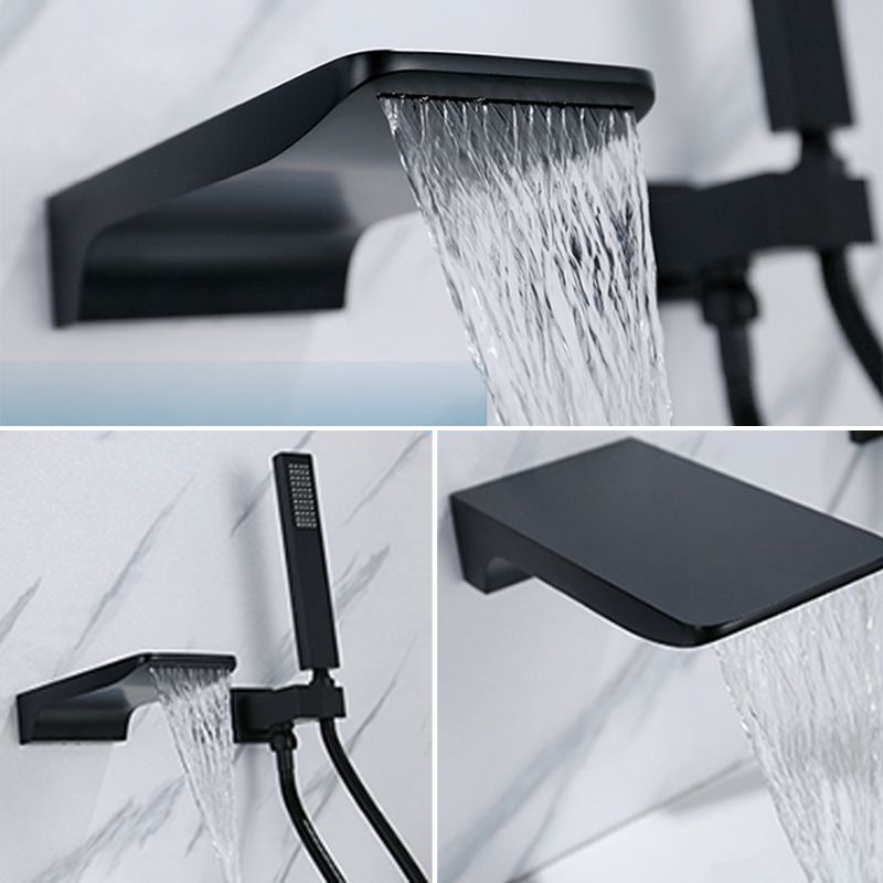 Modern Wall Mounted Metal Tub Filler Low Arc Bathroom Faucet