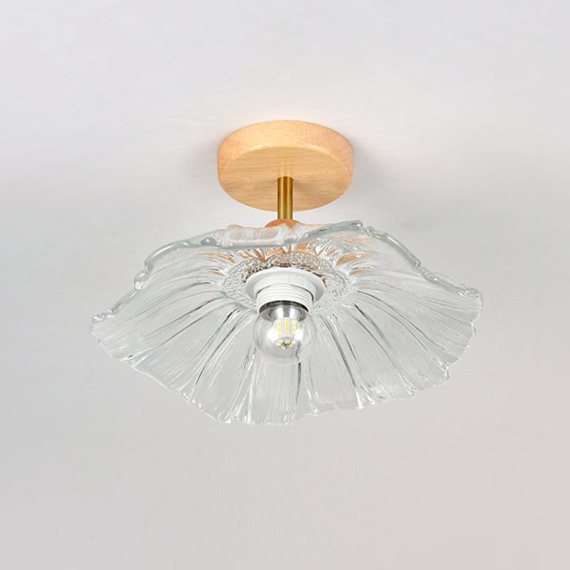 Japanese Style Ceiling Lamp Circle Shape Ceiling Light with Glass Shade for Living Room