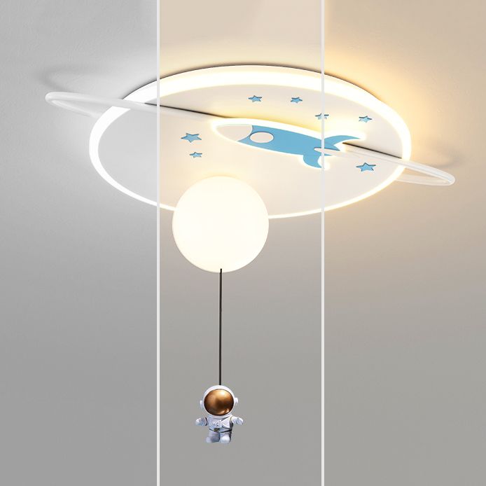 Estilo infantil LED FLUSH Light Space Rocket y astronauta Acrílico Flush Light