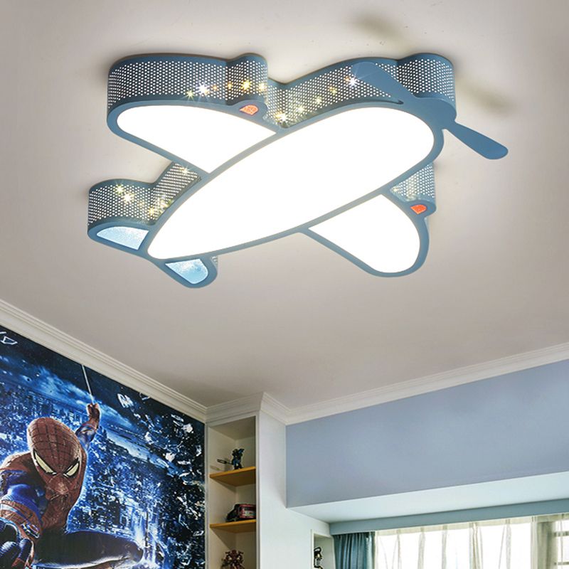 Metal Airplane Flushmount Light Cartoon LED Ceiling Light Fixture with Hollowed-out Design