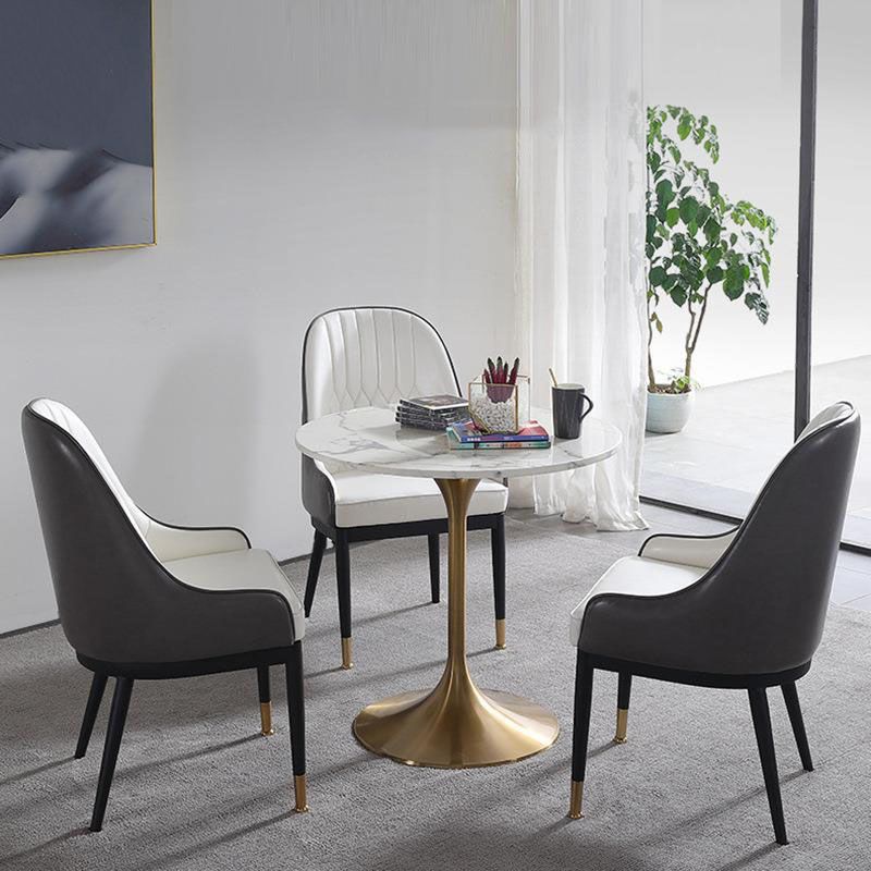 Contemporary Marble Dining Set 1/2/4/5 Pieces Round Dining Table Set with Padded Chairs