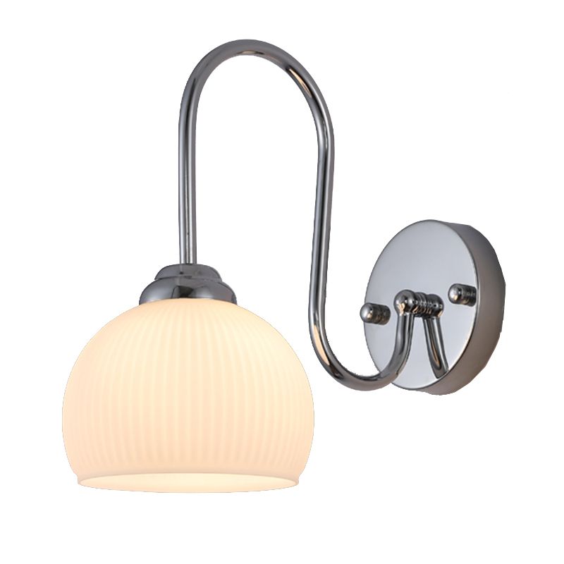 Nordic Style Wall Light Silvery Wall Lamp with Glass Shade for Bedroom