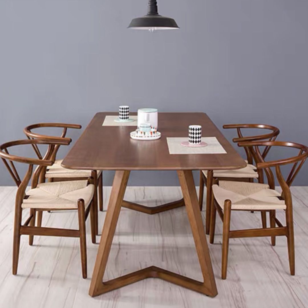 Rechthoek dubbele voetstuk moderne tafel massief hout vaste tafel voor thuis