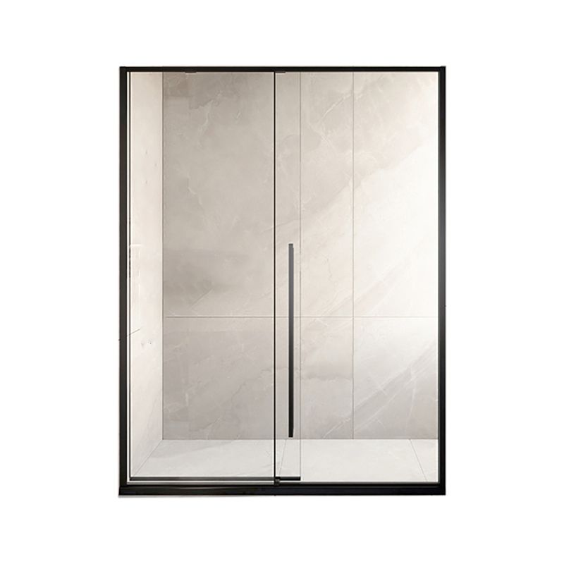 Silver Single Sliding Shower Bath Door Metal Semi-Frameless Shower Door
