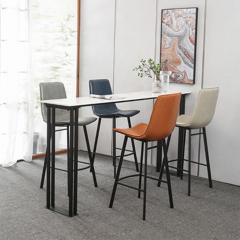 Industrial Style Bar Table Faux Marble Rectangle Bistro Bar Desk with Sled Base