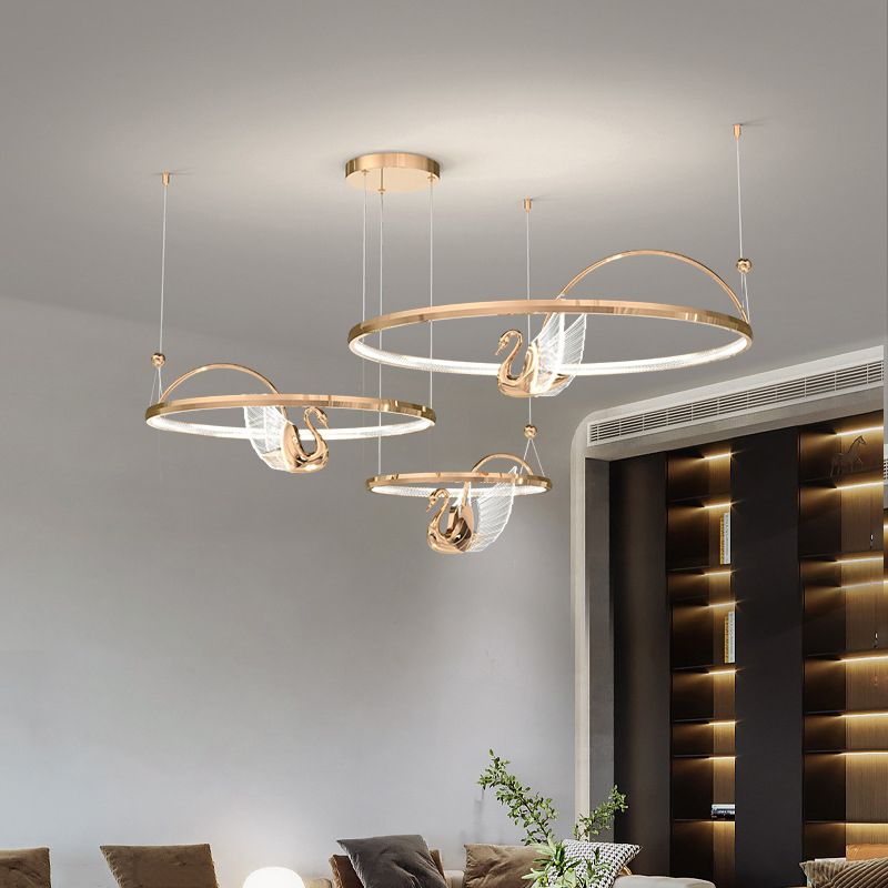 Gelaagde metalen cirkel plafond hanger hedendaagse plafondverlichting armaturen