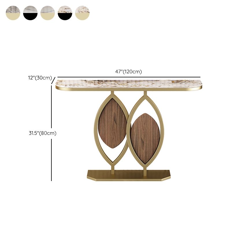 Glam Console Accent Table Antique Finish Half Moon Console Table