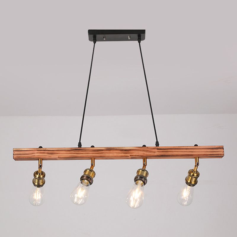 Industrial Ship Shape Island Lighting Wood Multiple-Light Island Pendant