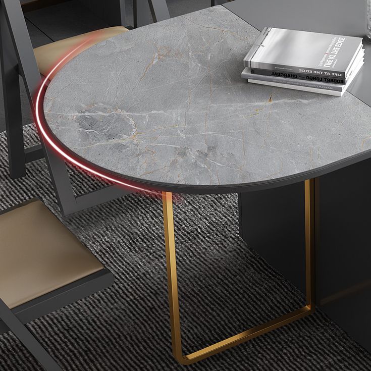 Mesa de comedor de piedra sinterizada moderna mesa de comedor ovalado de 59 "para uso en el hogar