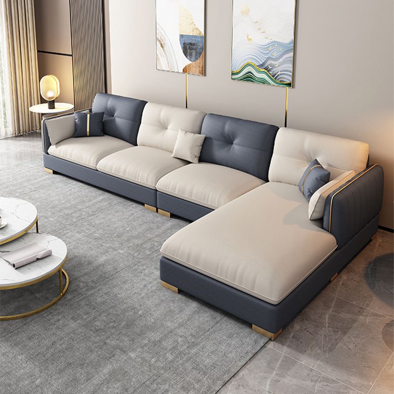 30.7"H Scandinavian Faux Leather Square Arm Sofa & Chaise for Living Room