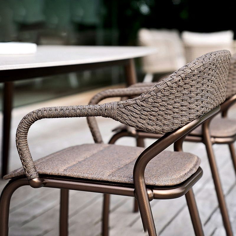 Boho Stone Top Dining Set 1/5/7 Pcs Dinette Table Set with Rattan Chairs