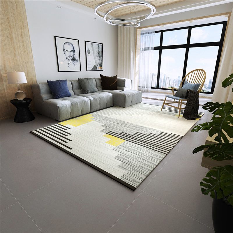 Novel Sketch Effect Geometric Rug Multi-Color Modern Carpet Polyester Stain Resistant Pet Friendly Anti-Slip Rug for Room