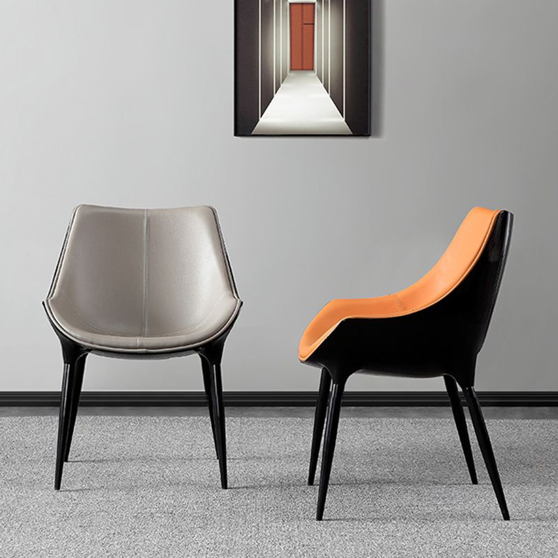 Indoor moderne stijl zijstoel Solid Back Metal gestoffeerde eetkamerstoel (set van 2)