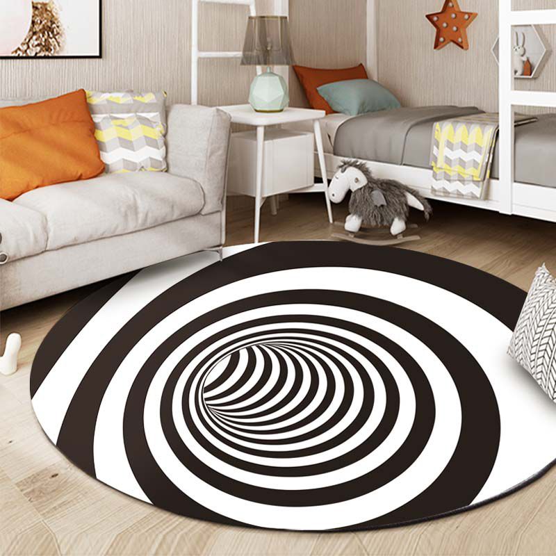 Round Creative Living Room Carpet 3D Earth Print Rug Polyester Washable Carpet with Non-Slip Backing