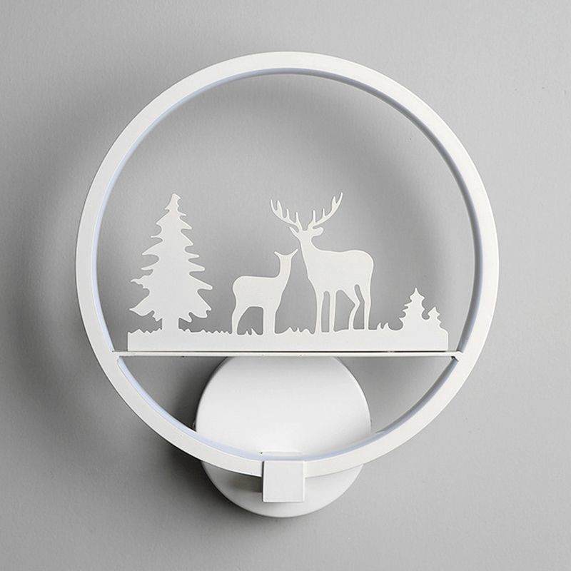 Nordic Style Metal Wall Light Round 10" Wide Wall Sconce for Living Room