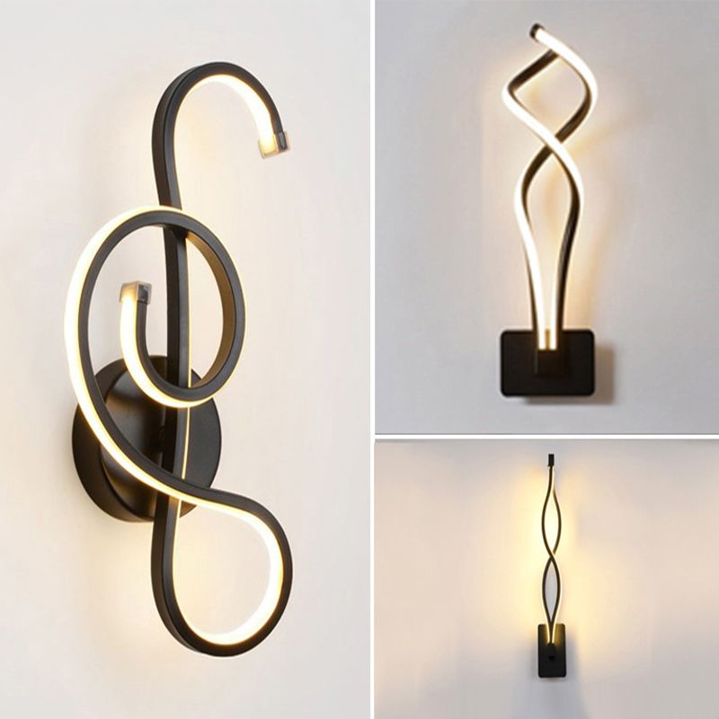 Moderno minimalista a parete LED Light Light Alluminio Sconcetto parete lineare con tonalità di plastica