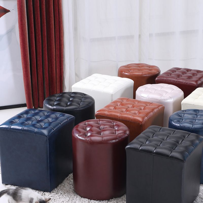Genuine Leather Ottoman Tufted Square Whole Colored Water Resistant Cube Ottoman