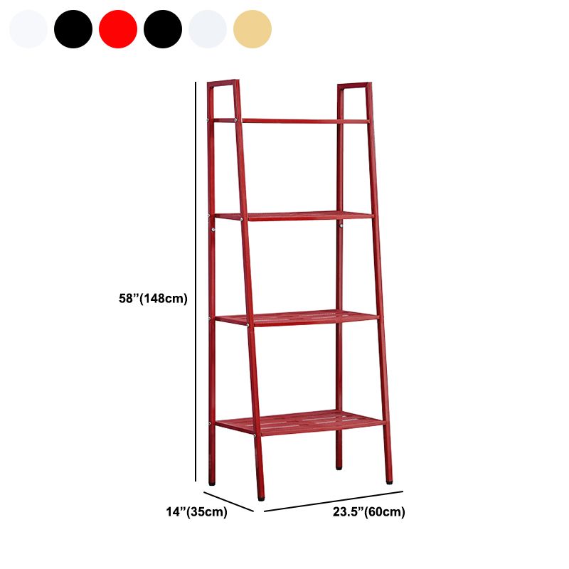 Ladder Metal Bookshelf Modern Bookcase with Rectangular Shelves