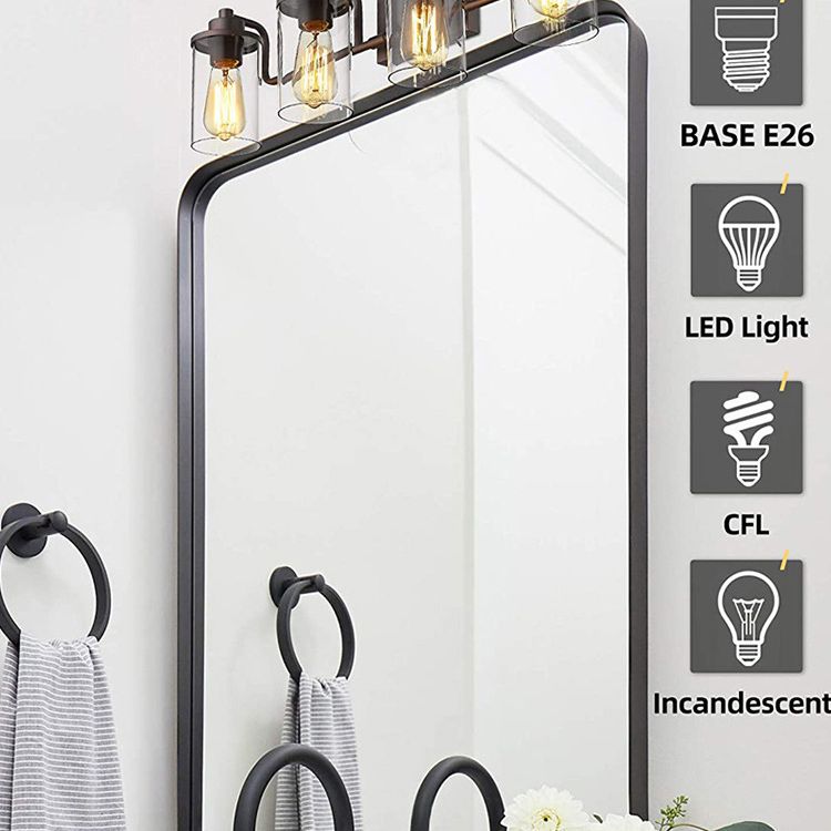 Industrial Style Vanity Light Fixture Transparent Glass Shade Bathroom Vanity Sconce