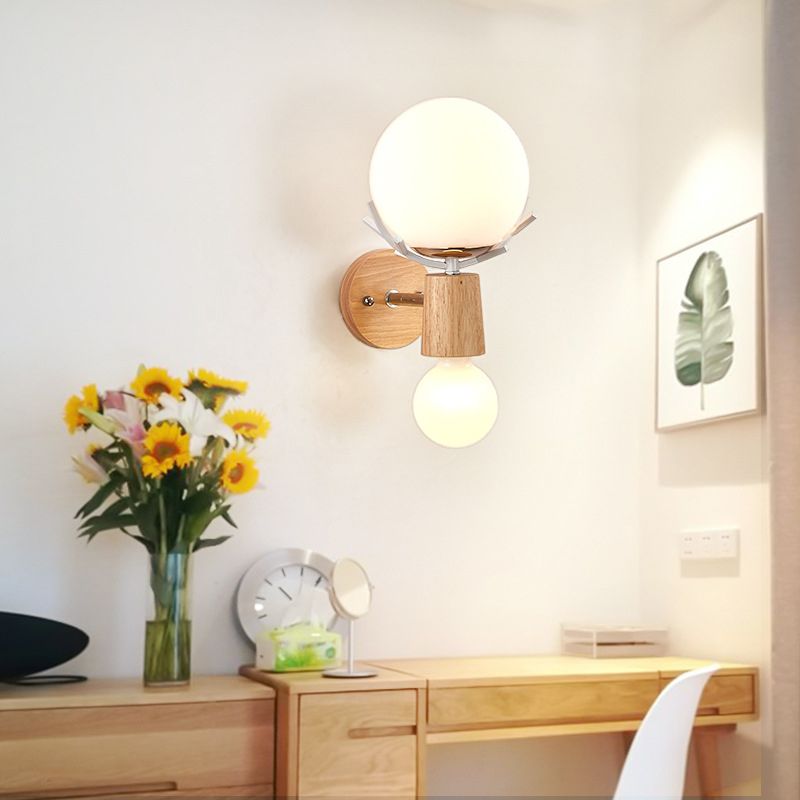 Creative Antler Mini Wall Lamp Nordic Style Solid Wood Simplicity Scone Light for Bedside