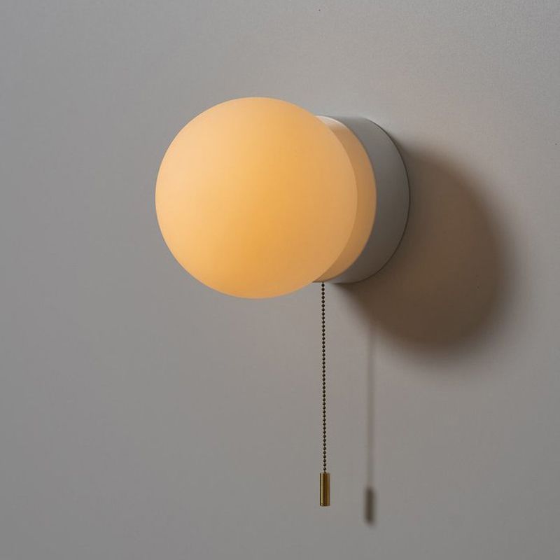Global Shape Wall Light Modern Style Glass 1 Light Wall Lamp in White