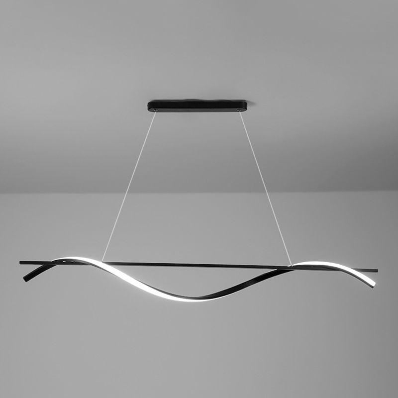 Simple Linear Hanging Island Light Metal Hanging Lighting Fixture for Sitting Room