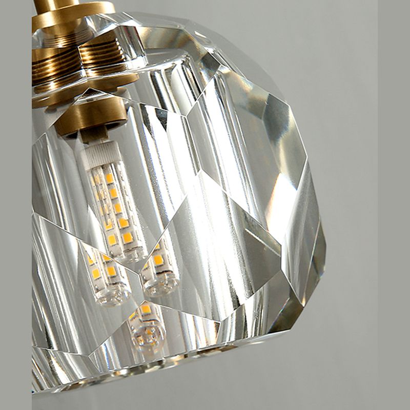 Gold Hanging Wall Sconce in Modern Luxury Style Copper Globe Wall Light with Crystal Shade