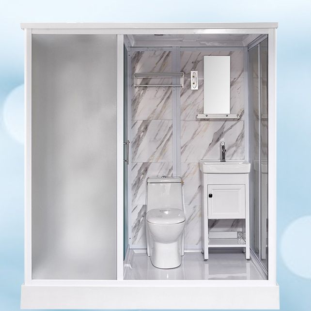 Rectangular Shower Stall Single Sliding Door Frosted Glass Shower Room