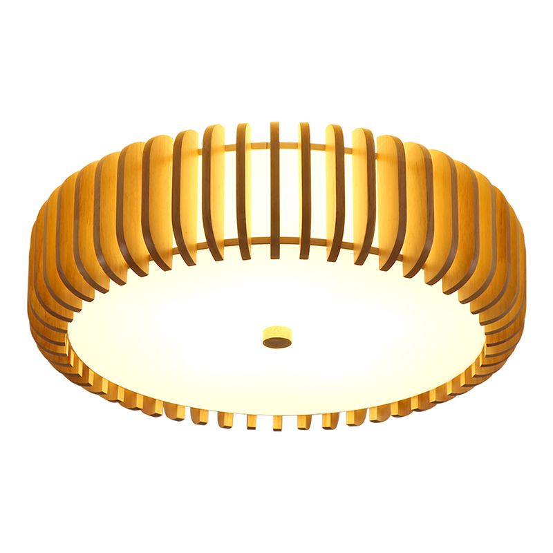 Drum Flush Mount Lighting Fixture Asian 1-Light Flushmount Ceiling Lamp with Acrylic Shade