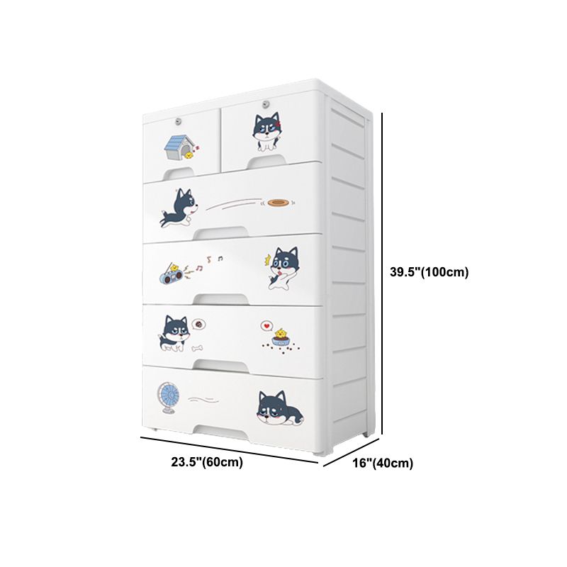 Contemporary Wardrobe White Color Plastic Wardrobe Closet with Drawers