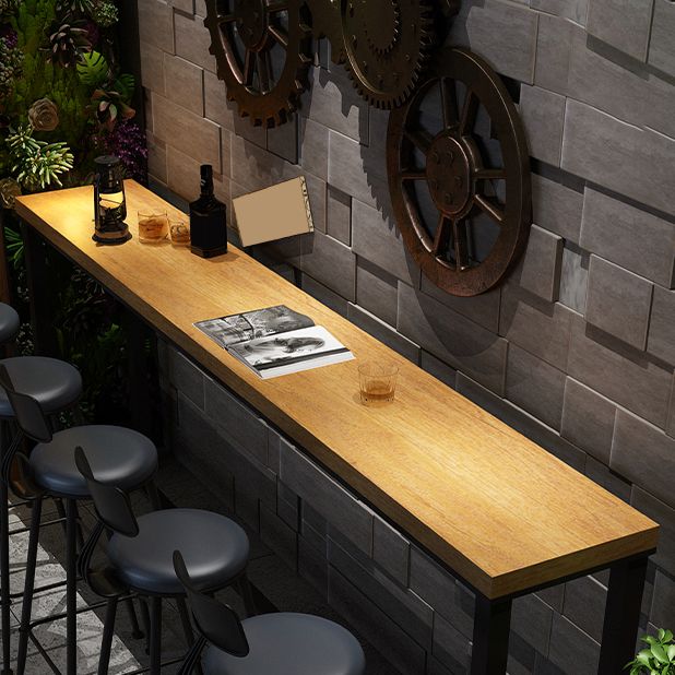 Industrial Bar Dining Table Rectangle Bar Solid Wood Table in Brown