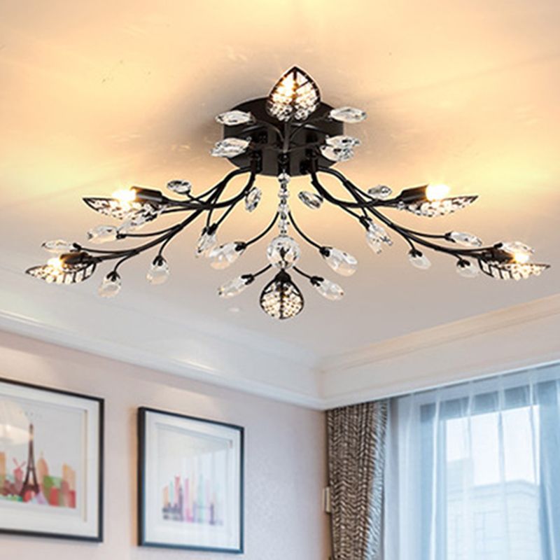 Lámpara de techo radial de múltiples luces de múltiples iluminación de techo de cristal de estilo moderno para sala de estar