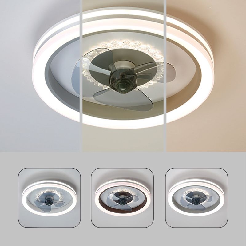 Einfachheit runde LED -Deckenventilator Acryl Schlafzimmer Halbflush -Leuchte mit 3 Klingen