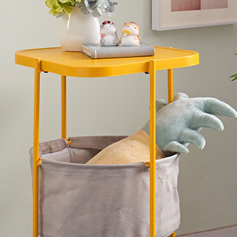 Tray Top Metal Coffee or End Table with Storage Four Legs Base