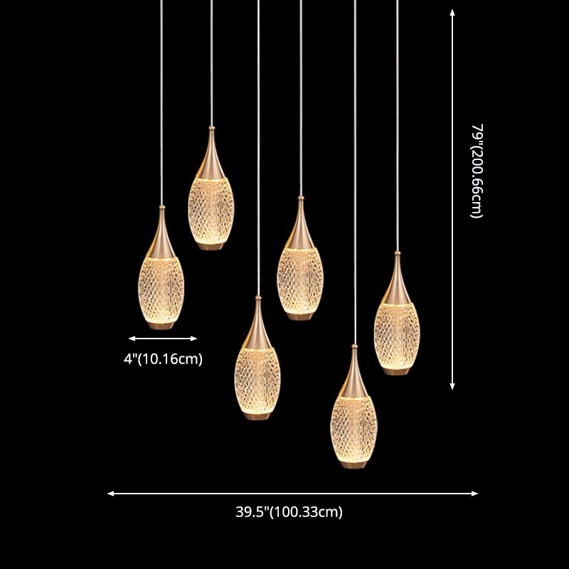 Droplet Hanging Light Fixtures Modern Simple Acrylic Ceiling Pendant for Stairwell