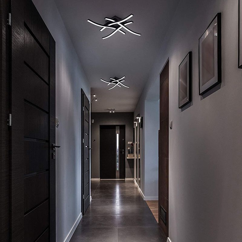 Metal Linear Flush Ceiling Lights Modern 4-Lights Flush Mount