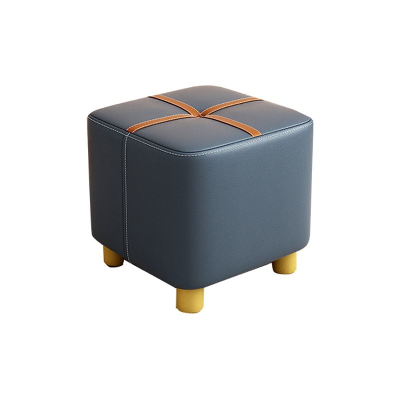 Fabric Pouf Ottoman Contrast Stripe Square Stain Resistant Modern Ottoman