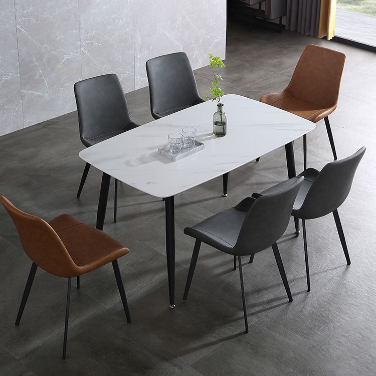 Contemporary Metal Dining Room Chairs Leather Dining Armless Chairs for Indoor Use