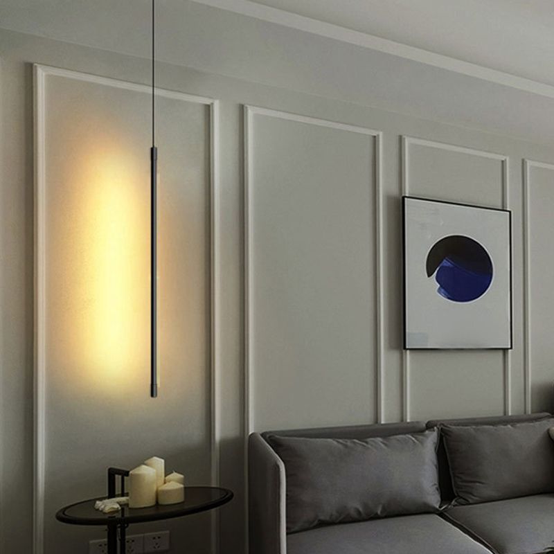 Linear Shape Hanging Light Modern Style Metal 1 Light Hanging Lamp for Dining Room